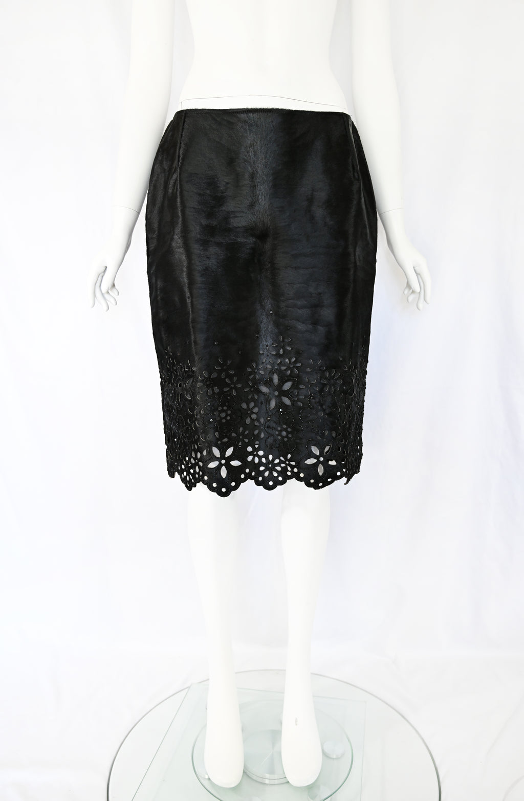 Oscar de la Renta FW 2000 Embellished Calf Hair Skirt