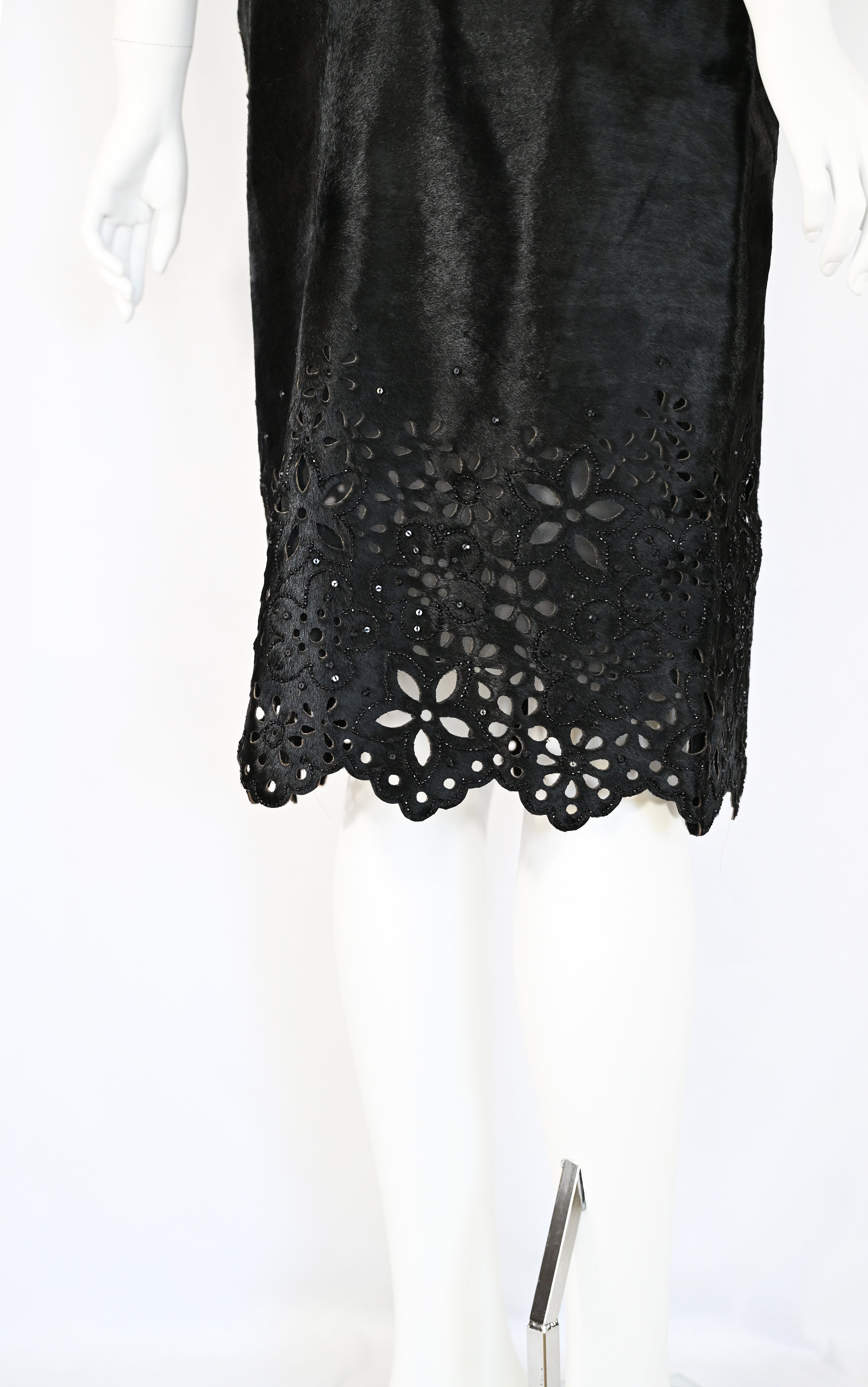 Oscar de la Renta FW 2000 Embellished Calf Hair Skirt