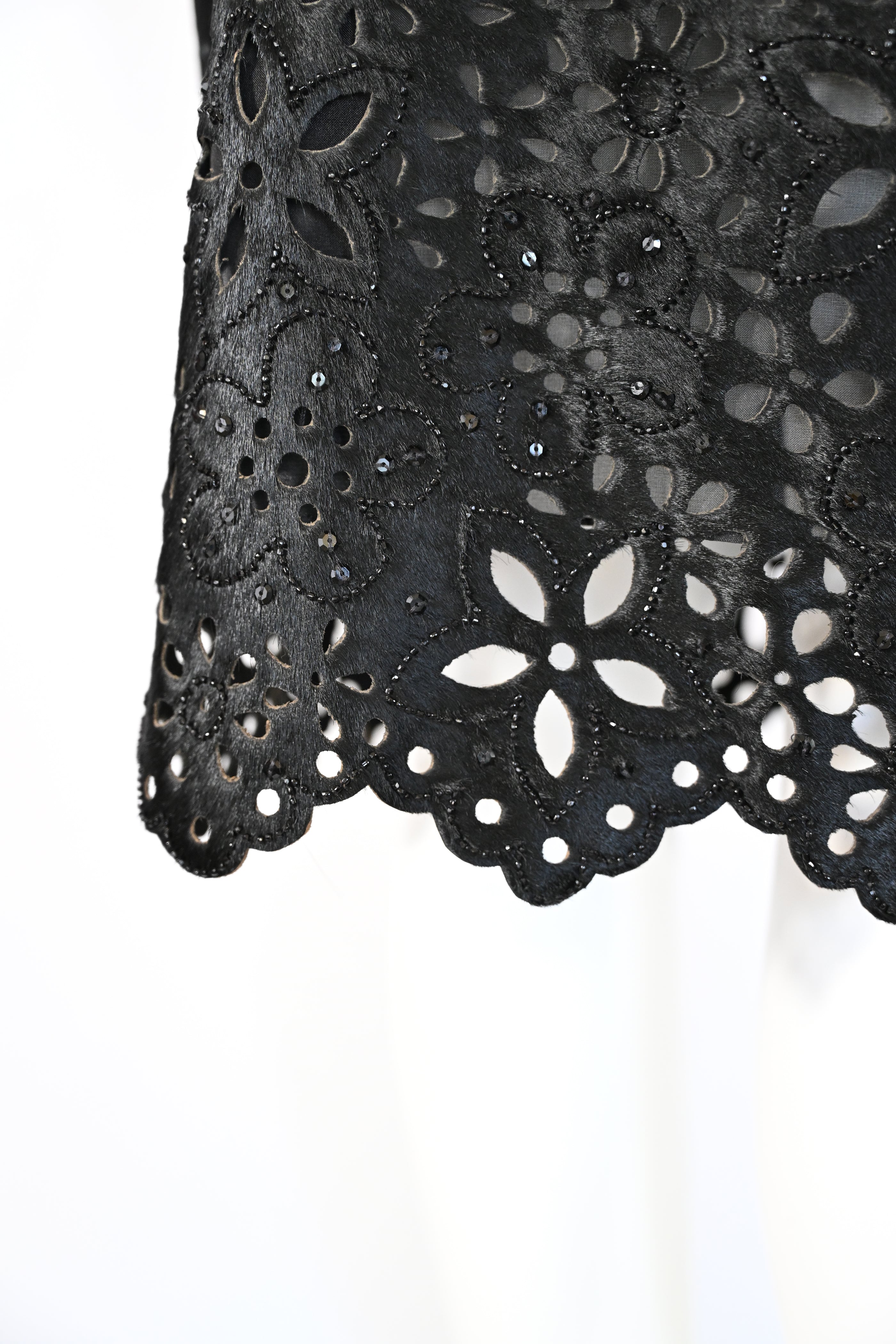 Oscar de la Renta FW 2000 Embellished Calf Hair Skirt