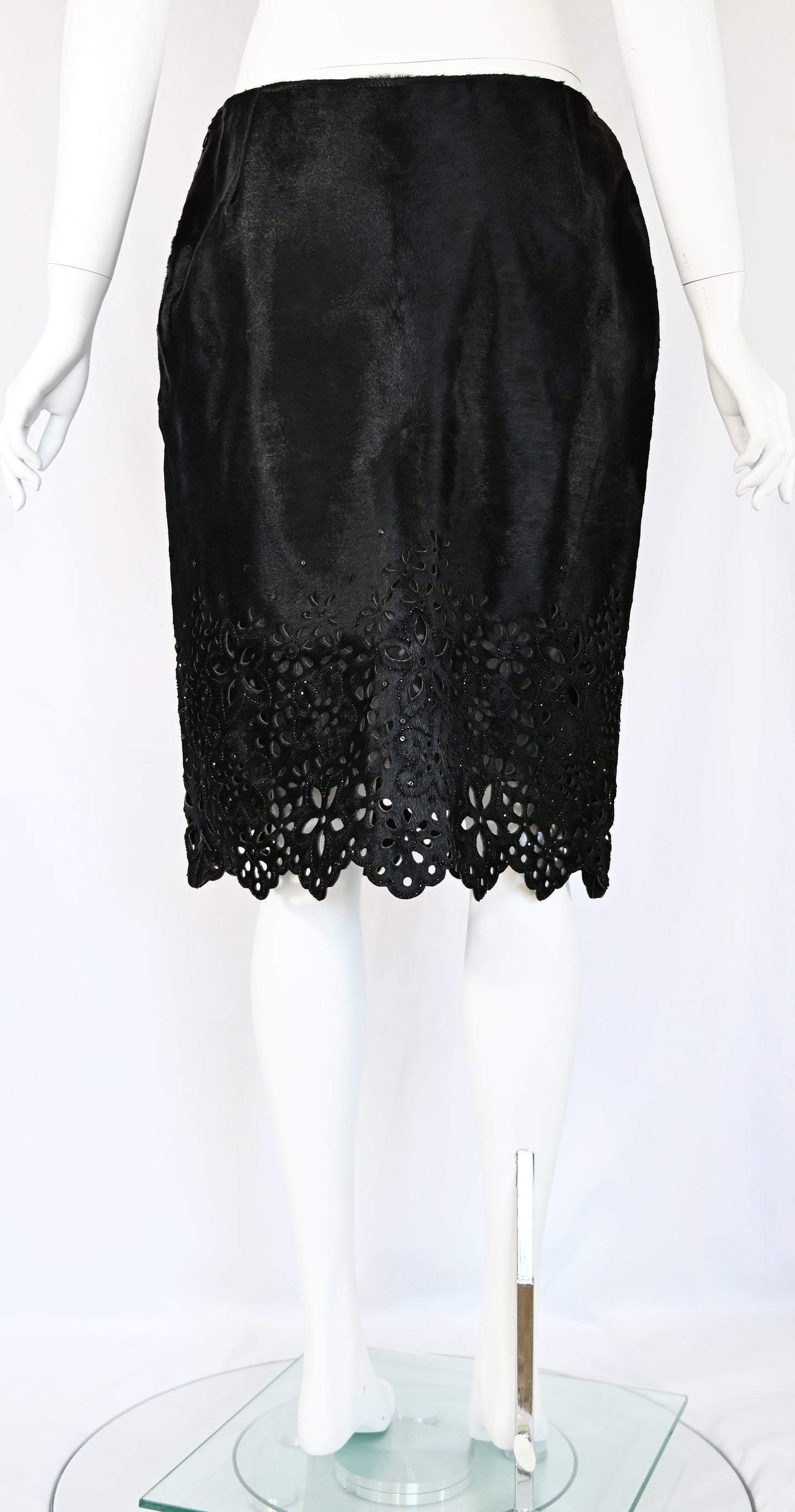 Oscar de la Renta FW 2000 Embellished Calf Hair Skirt