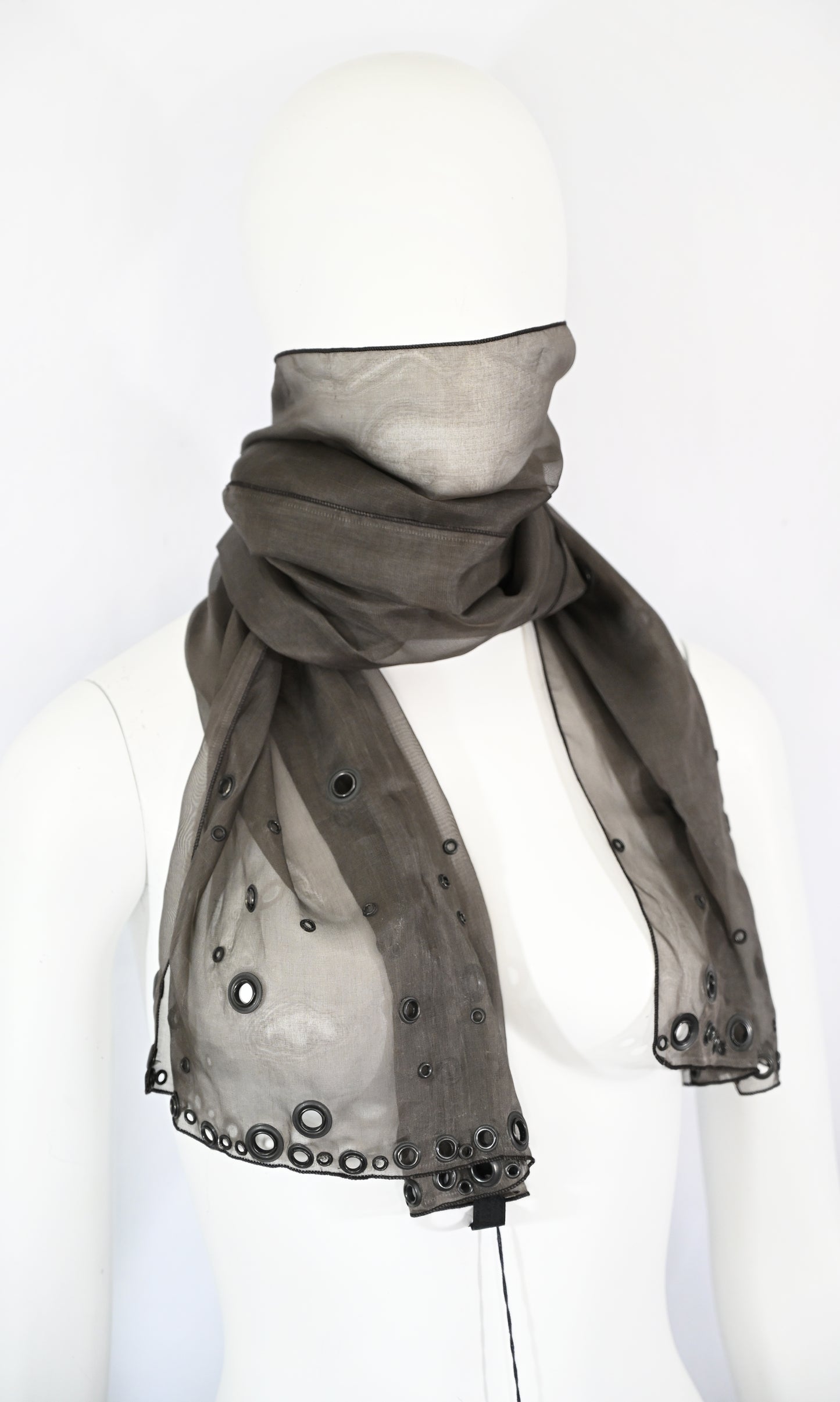 Prada FW 1999 Organza Grommet Scarf