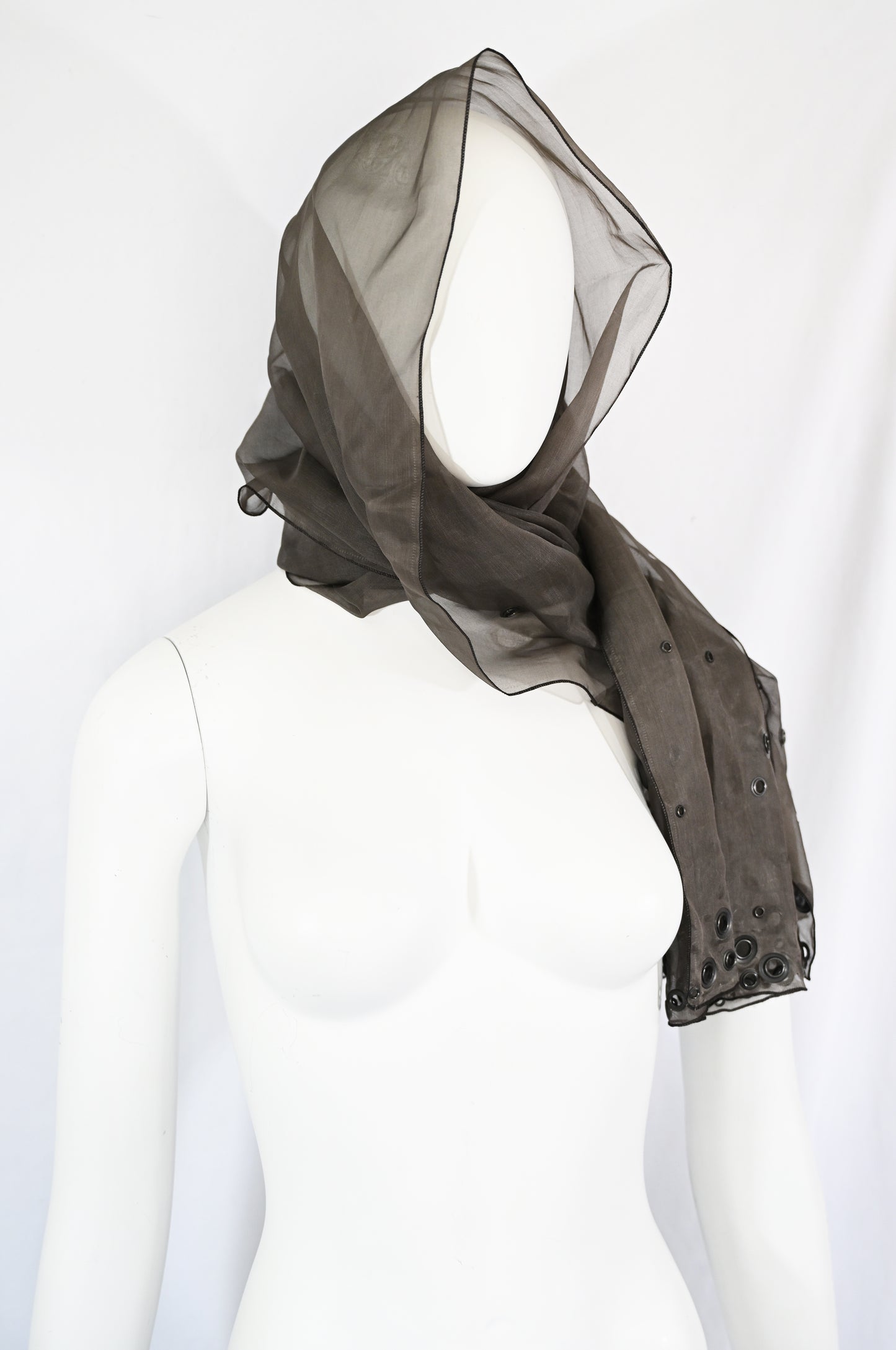 Prada FW 1999 Organza Grommet Scarf