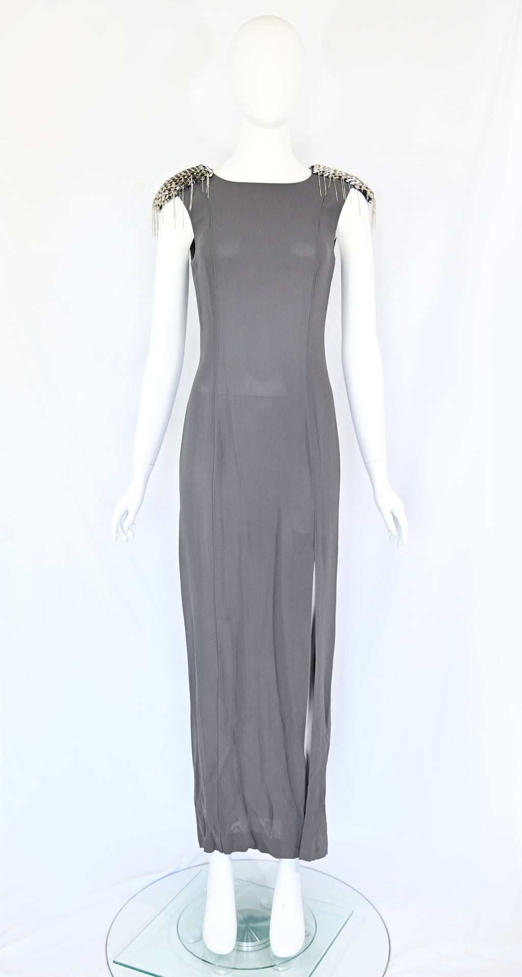 Thierry Mugler FW 2010 Metal Shoulder Silk Dress