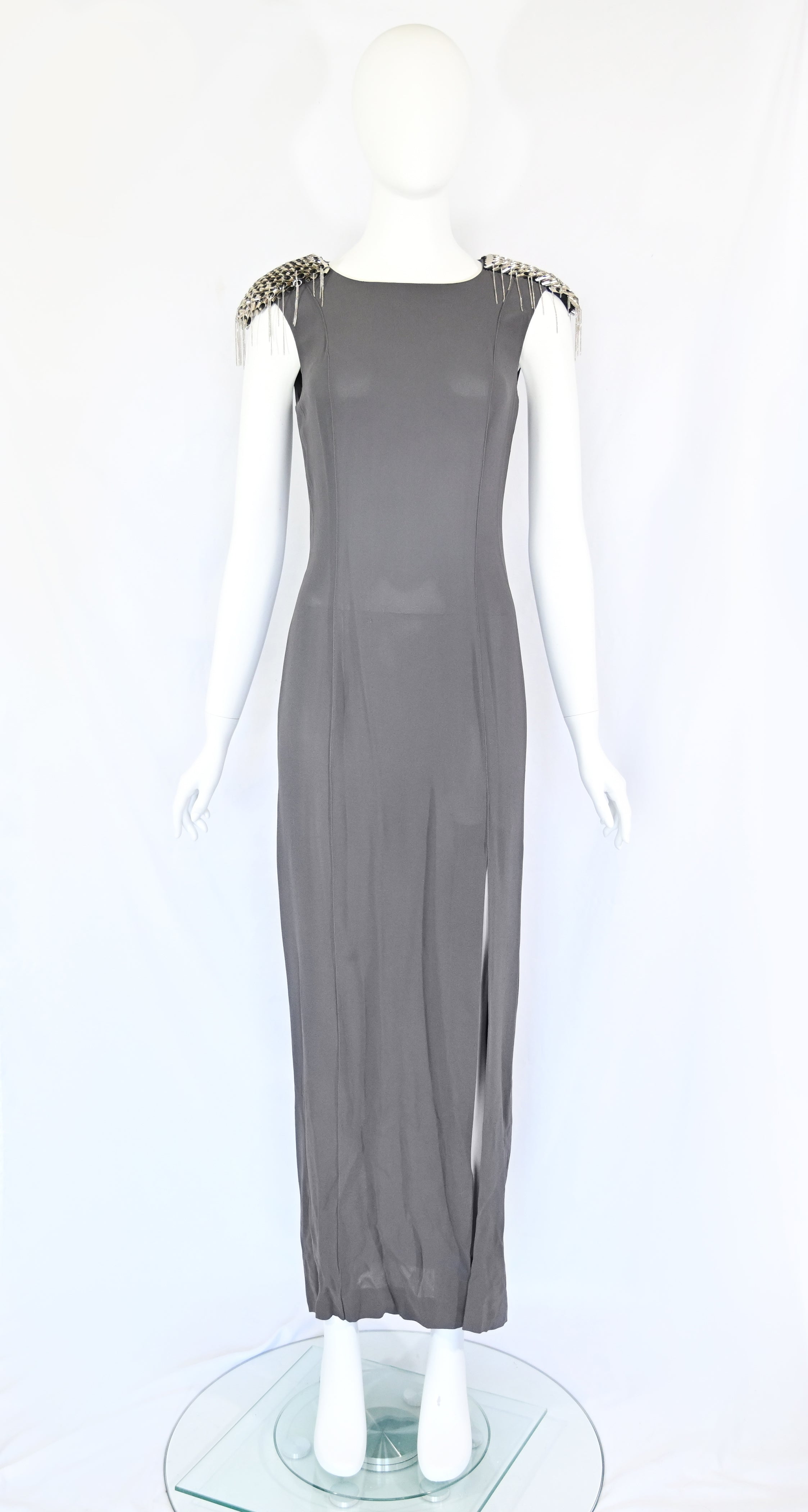 Thierry Mugler FW 2010 Metal Shoulder Silk Dress