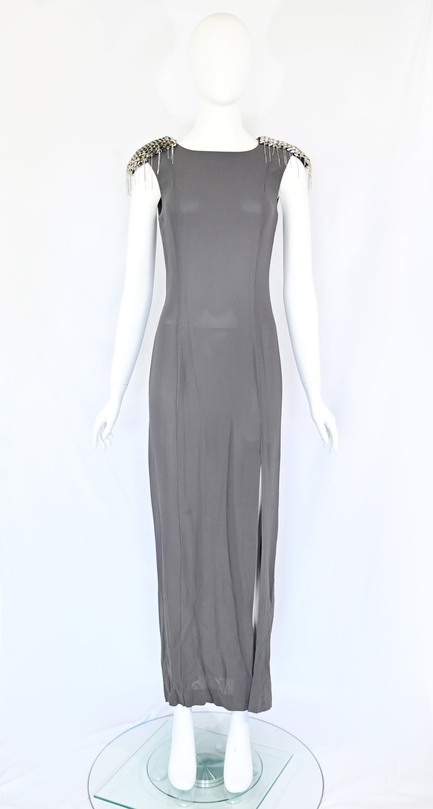 Thierry Mugler FW 2010 Metal Shoulder Silk Dress