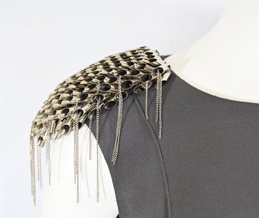 Thierry Mugler FW 2010 Metal Shoulder Silk Dress