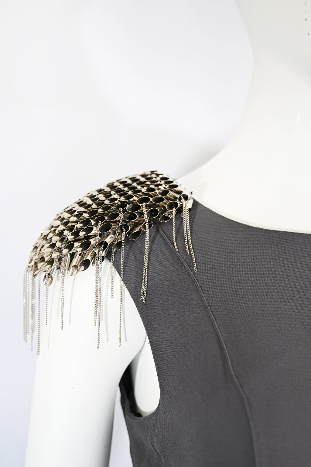 Thierry Mugler FW 2010 Metal Shoulder Silk Dress