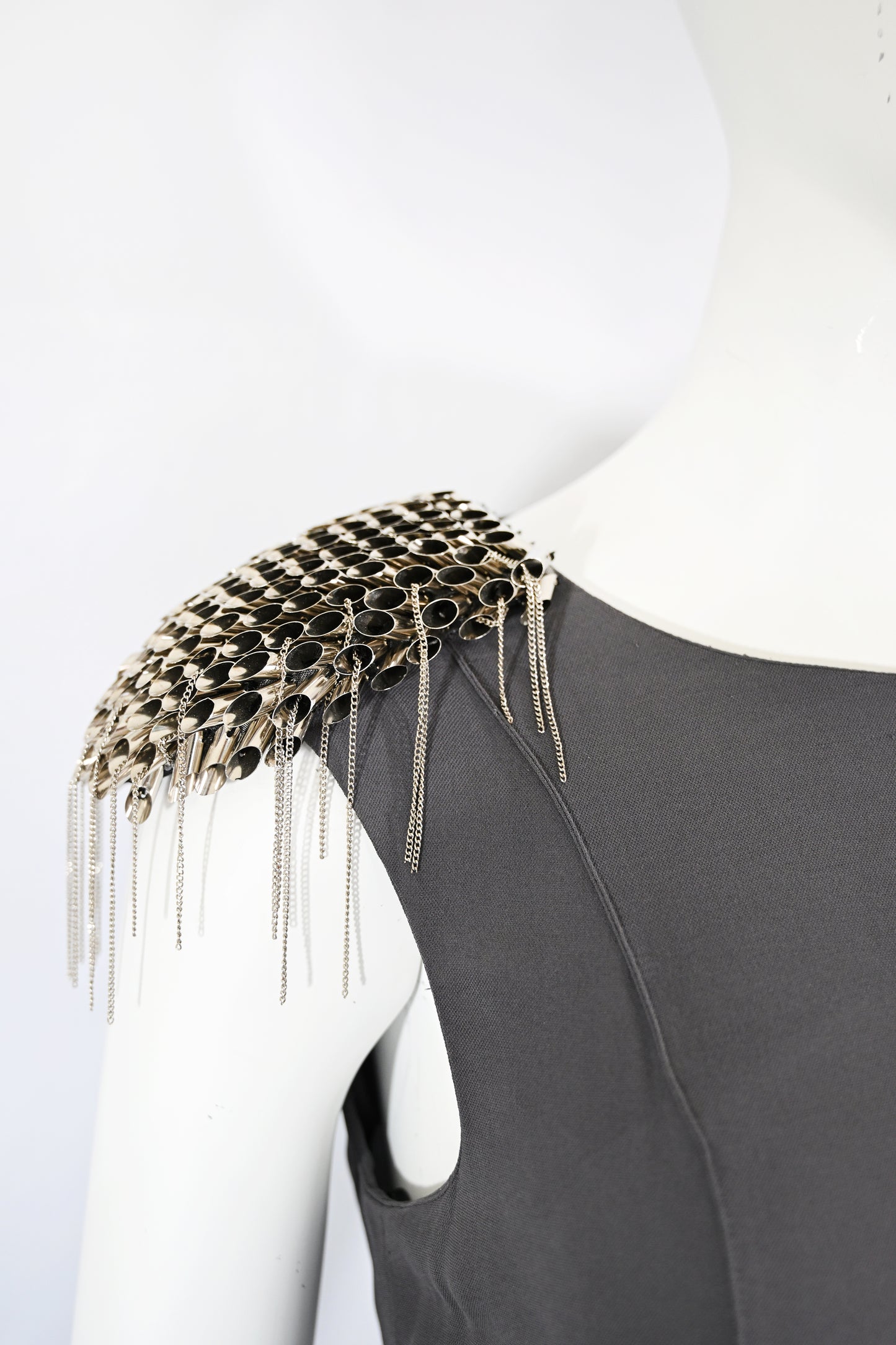 Thierry Mugler FW 2010 Metal Shoulder Silk Dress