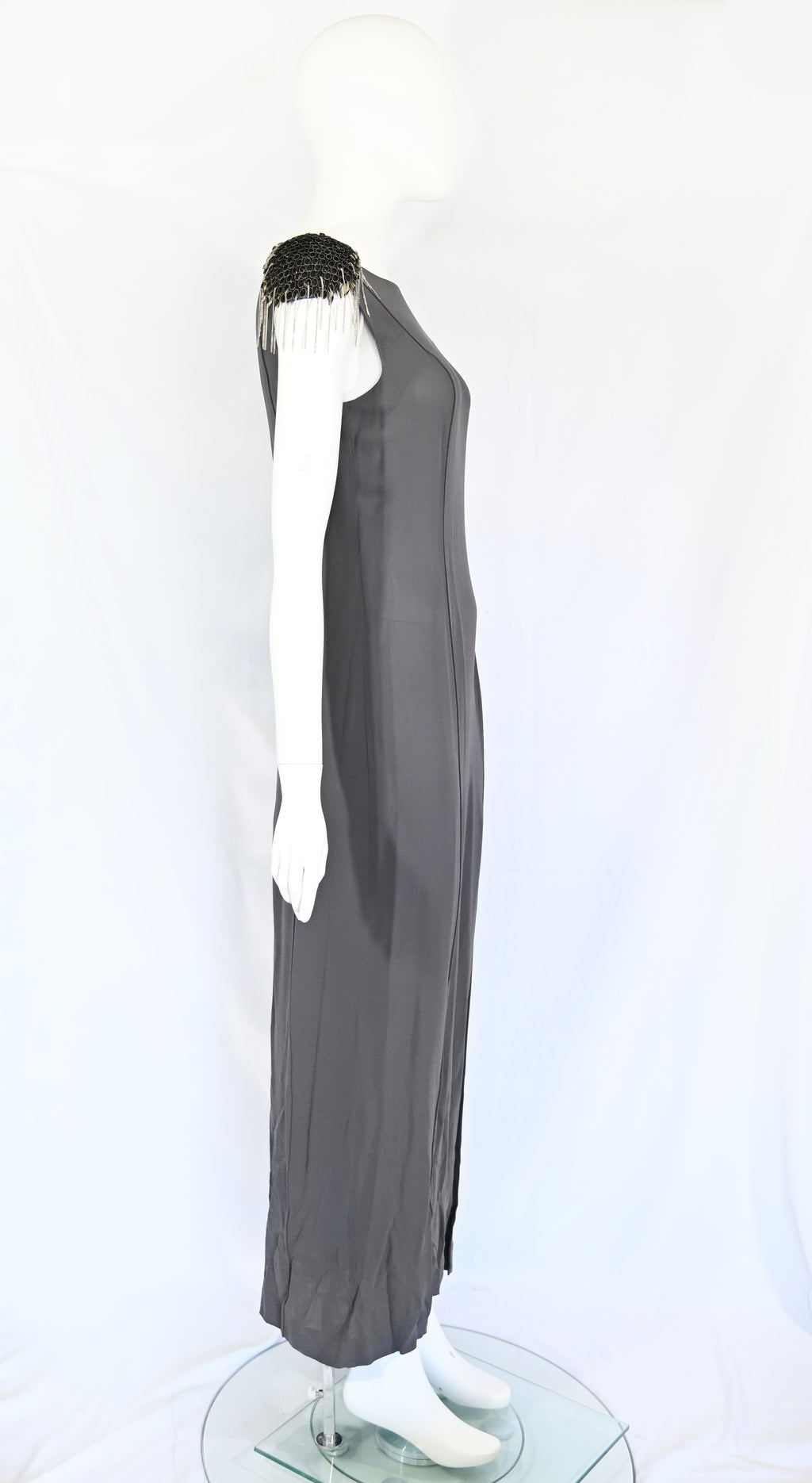 Thierry Mugler FW 2010 Metal Shoulder Silk Dress