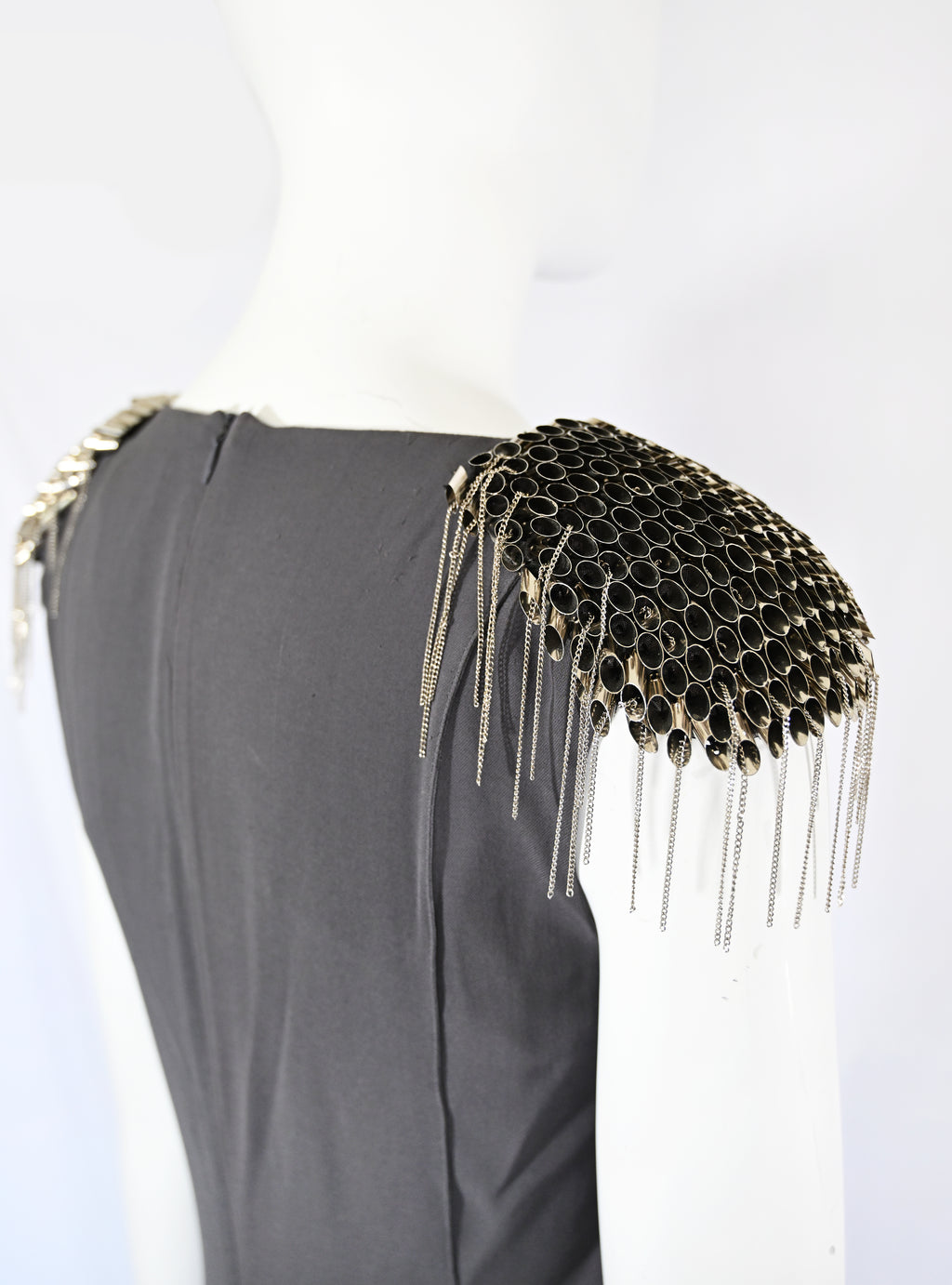 Thierry Mugler FW 2010 Metal Shoulder Silk Dress