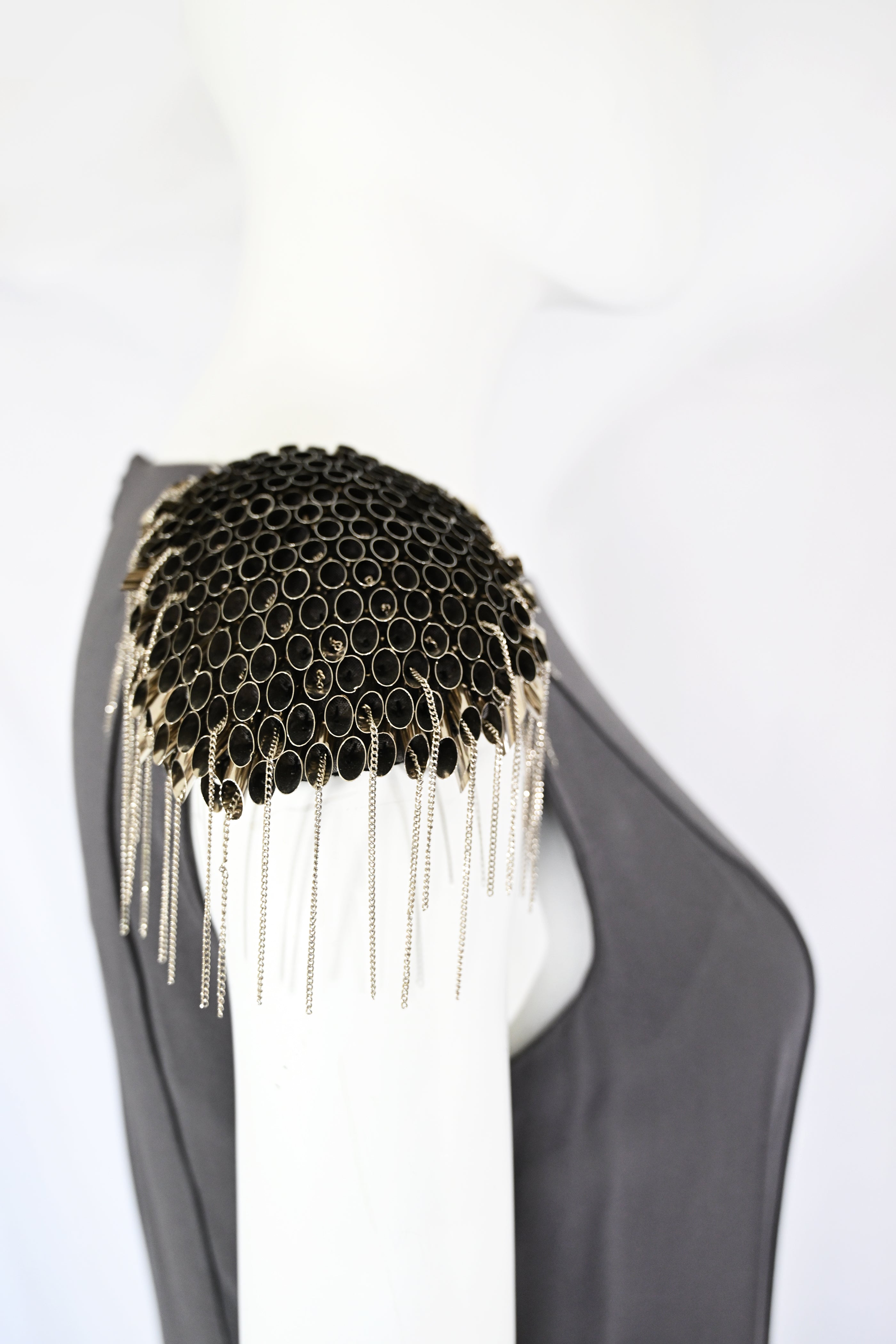 Thierry Mugler FW 2010 Metal Shoulder Silk Dress