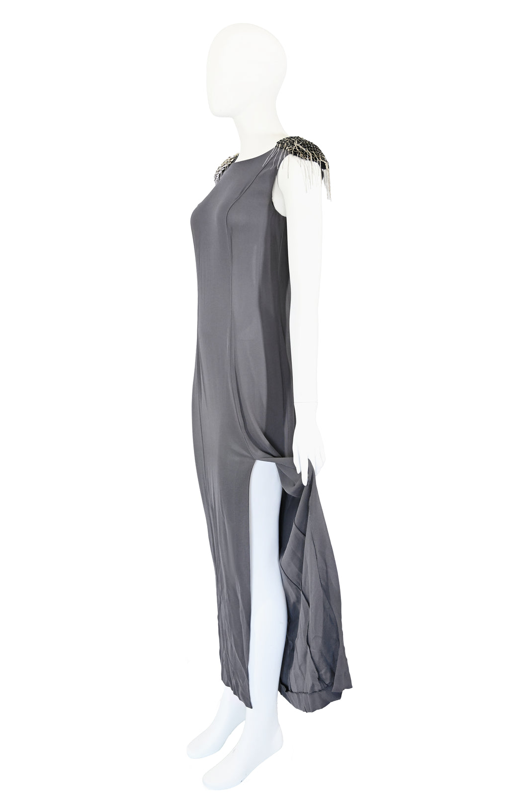 Thierry Mugler FW 2010 Metal Shoulder Silk Dress