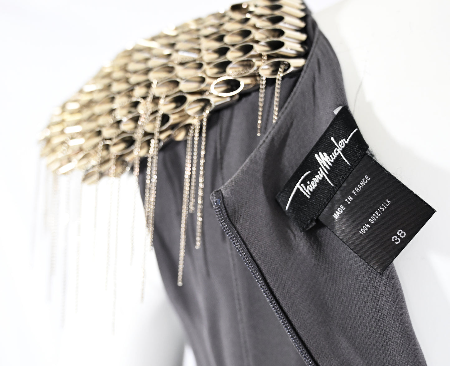 Thierry Mugler FW 2010 Metal Shoulder Silk Dress