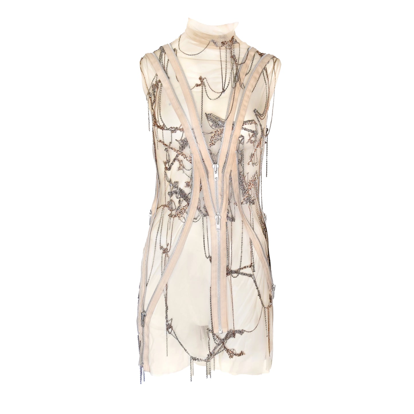 Robert Cary Williams SS 2005 Chain Embellished Tulle Dress