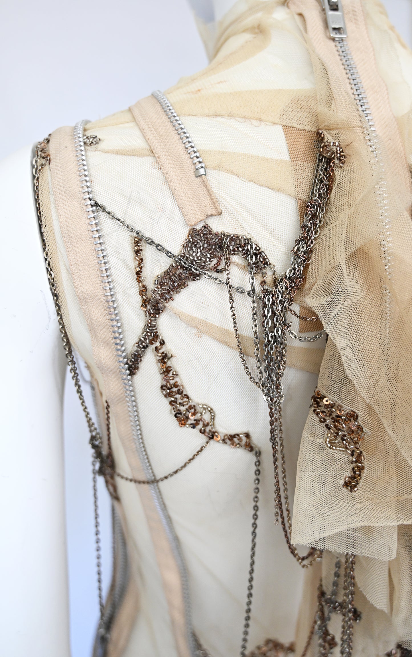 Robert Cary Williams SS 2005 Chain Embellished Tulle Dress