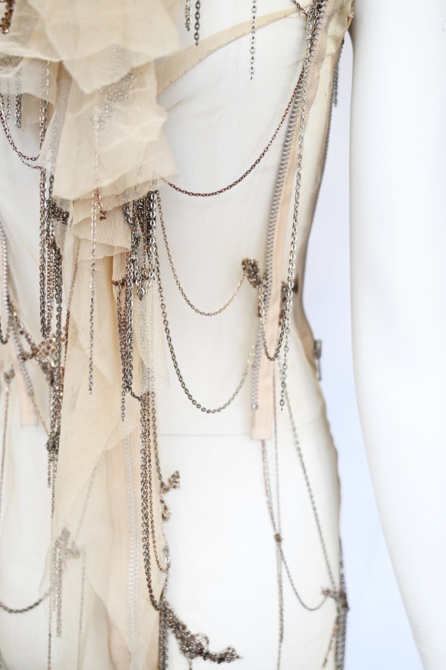 Robert Cary Williams SS 2005 Chain Embellished Tulle Dress