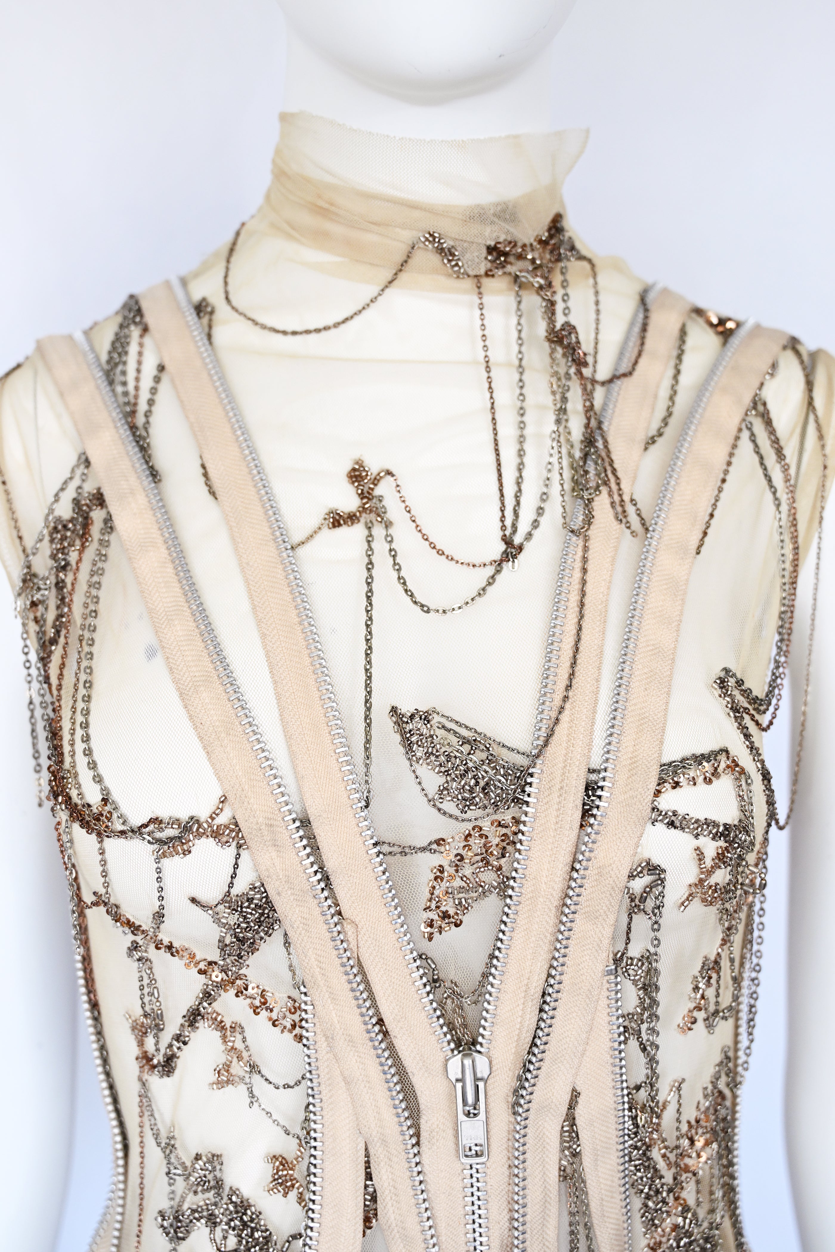 Robert Cary Williams SS 2005 Chain Embellished Tulle Dress