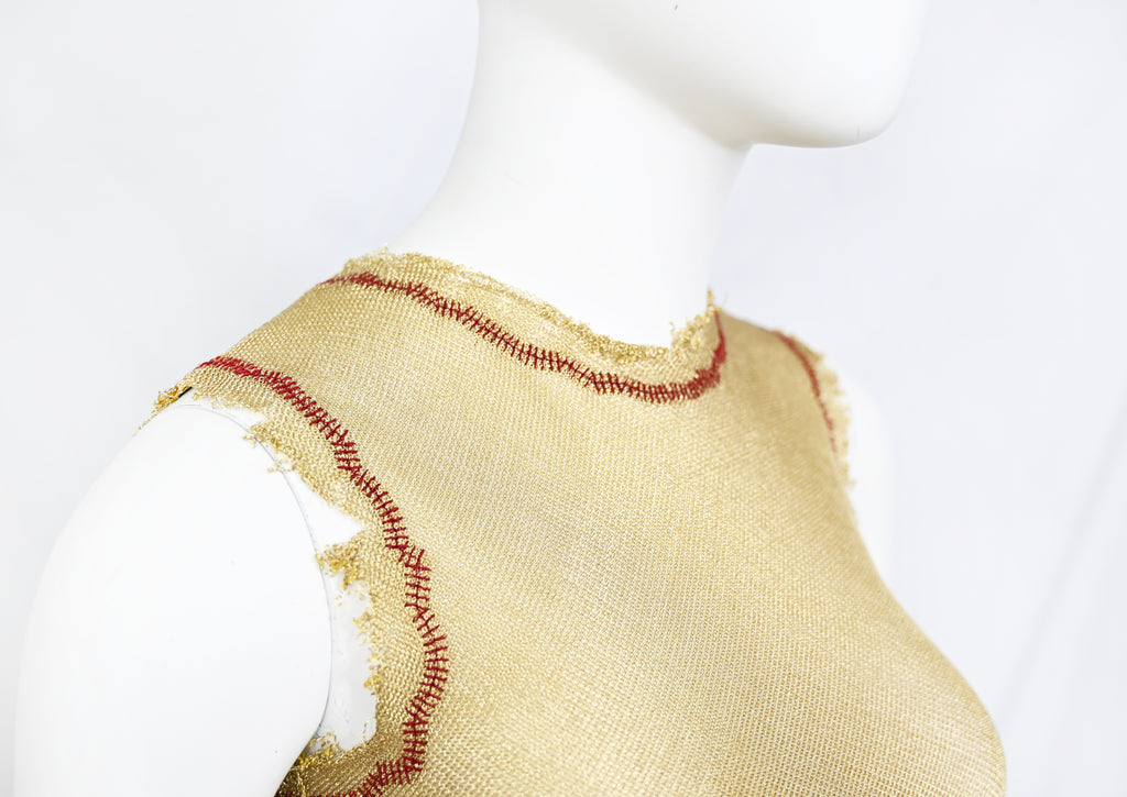 Prada SS 1998 Sheer Gold Lurex Skirt Set