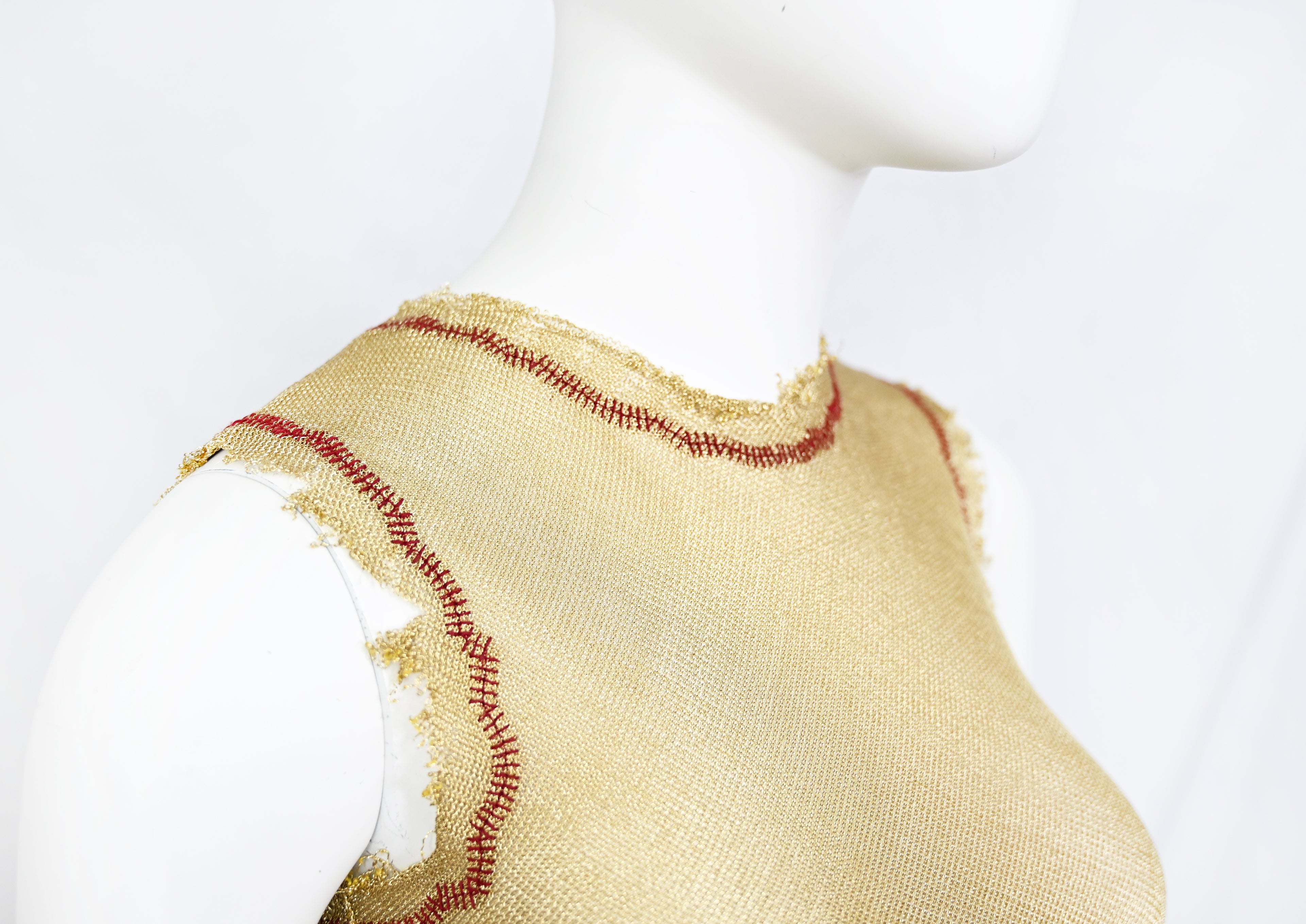 Prada SS 1998 Sheer Gold Lurex Skirt Set