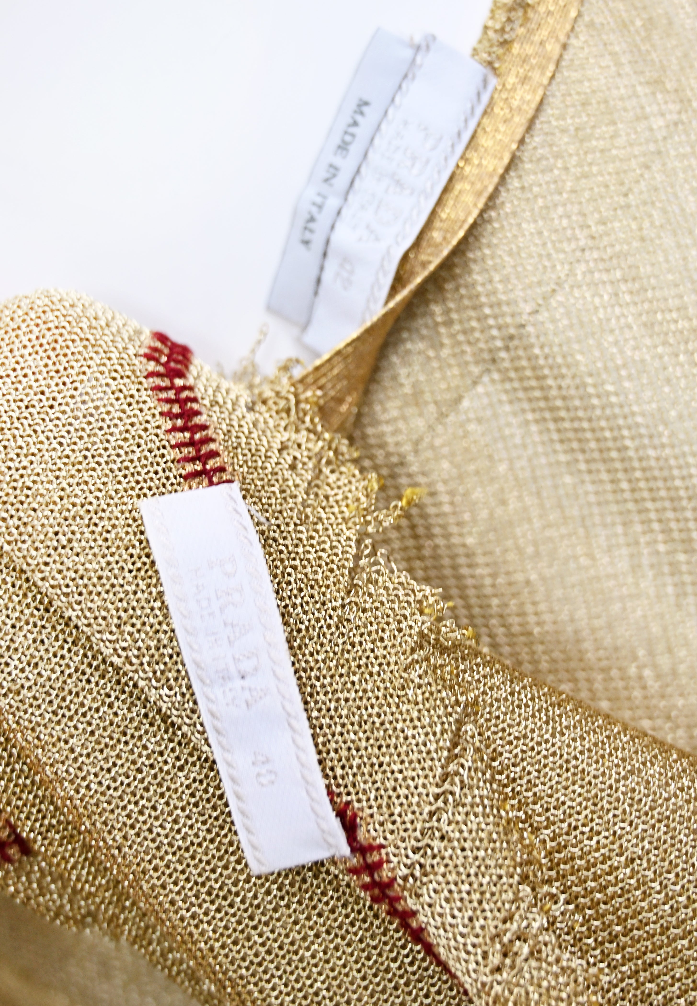 Prada SS 1998 Sheer Gold Lurex Skirt Set