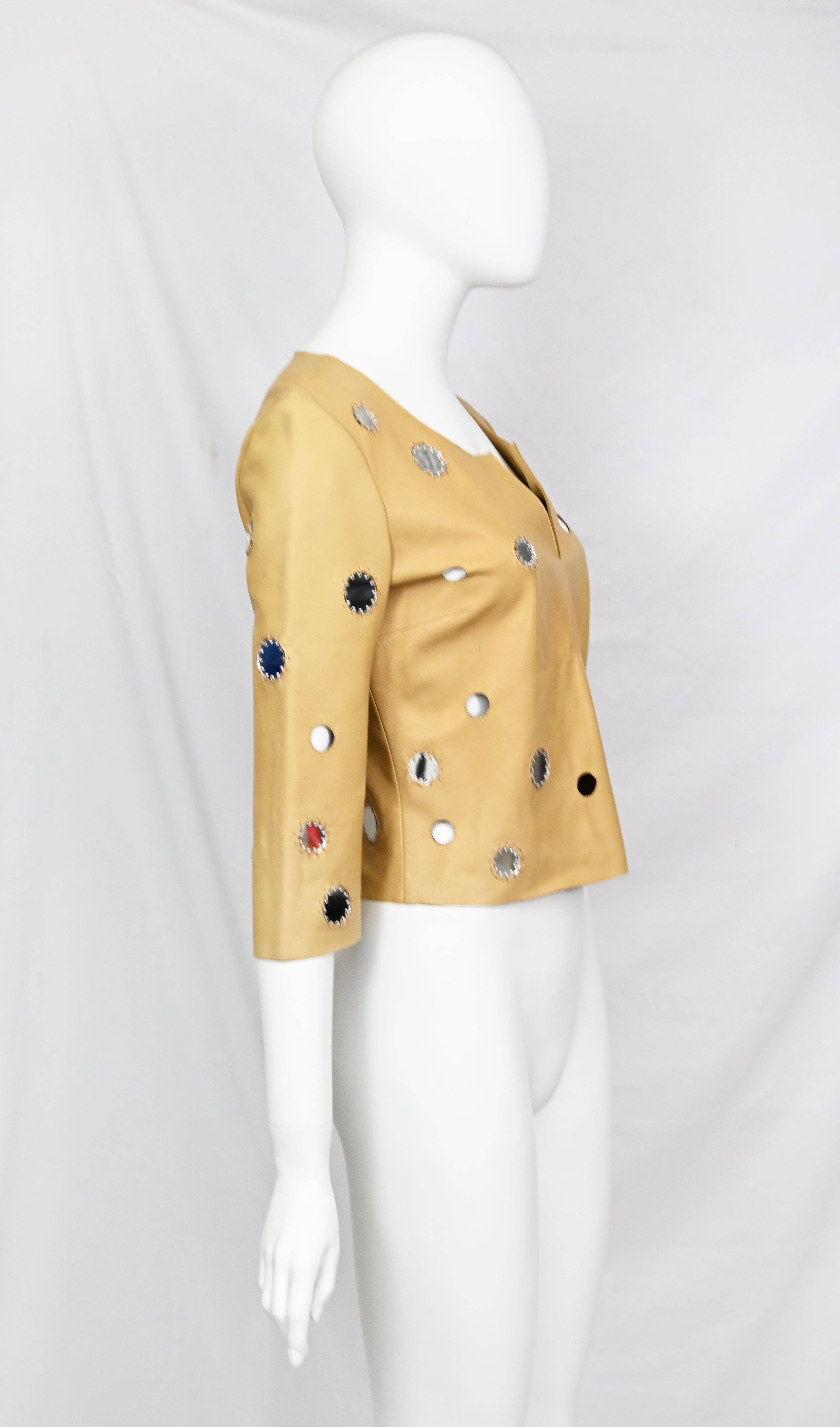 Prada Leather Mirror Embellished Top