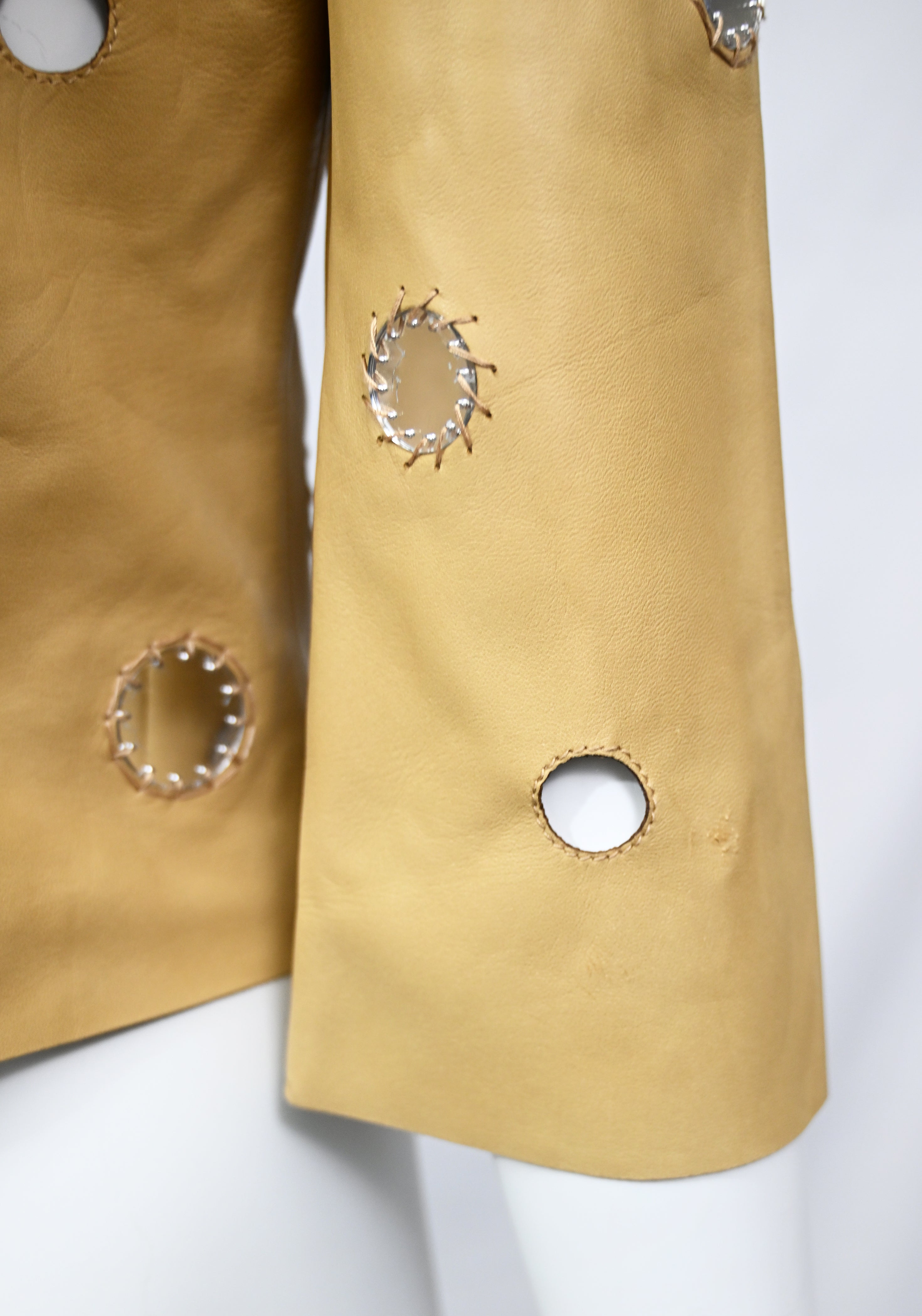 Prada Leather Mirror Embellished Top