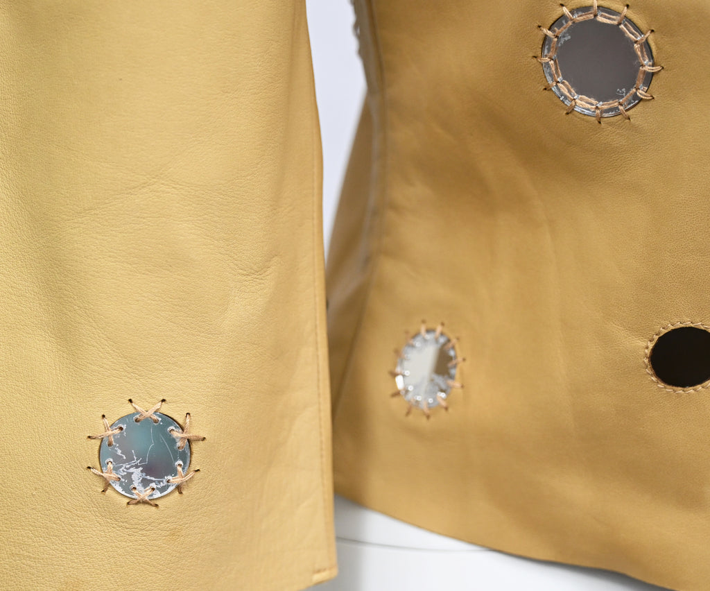 Prada Leather Mirror Embellished Top