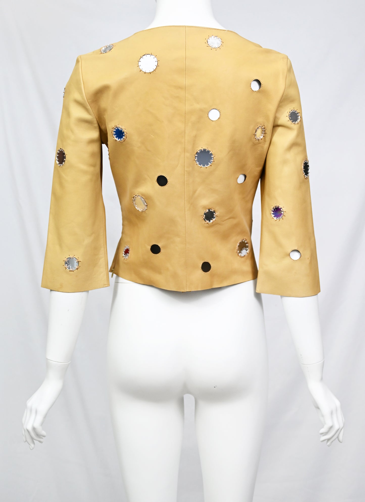 Prada Leather Mirror Embellished Top