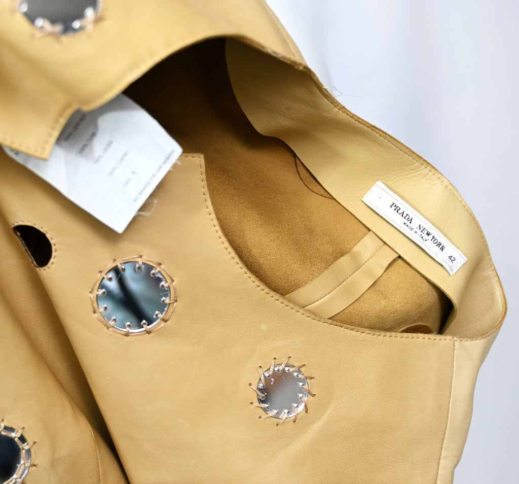 Prada Leather Mirror Embellished Top