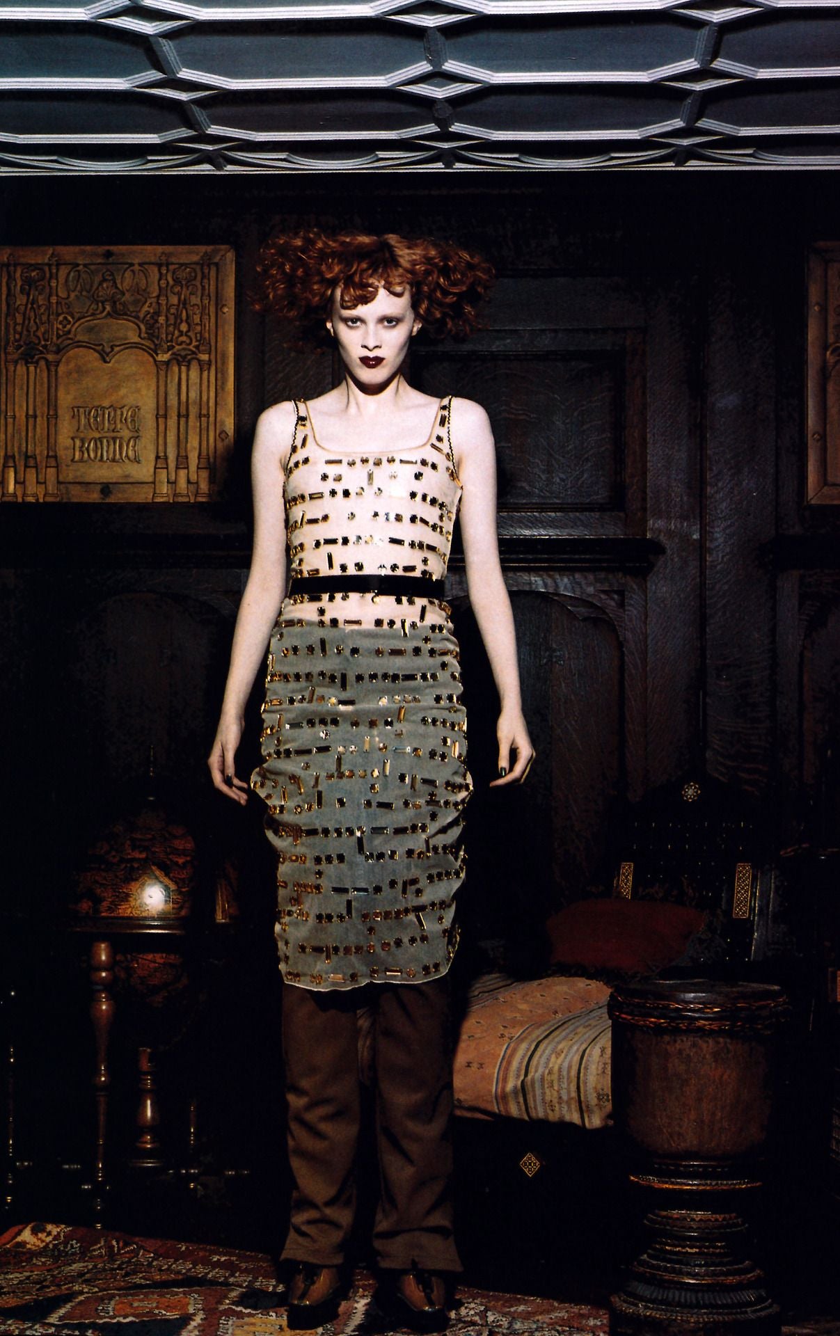 PRADA FW 1999 GEM EMBELLISHED TULLE RUNWAY DRESS PRADA FW 1999 GEM EMBELLISHED TULLE RUNWAY DRESS