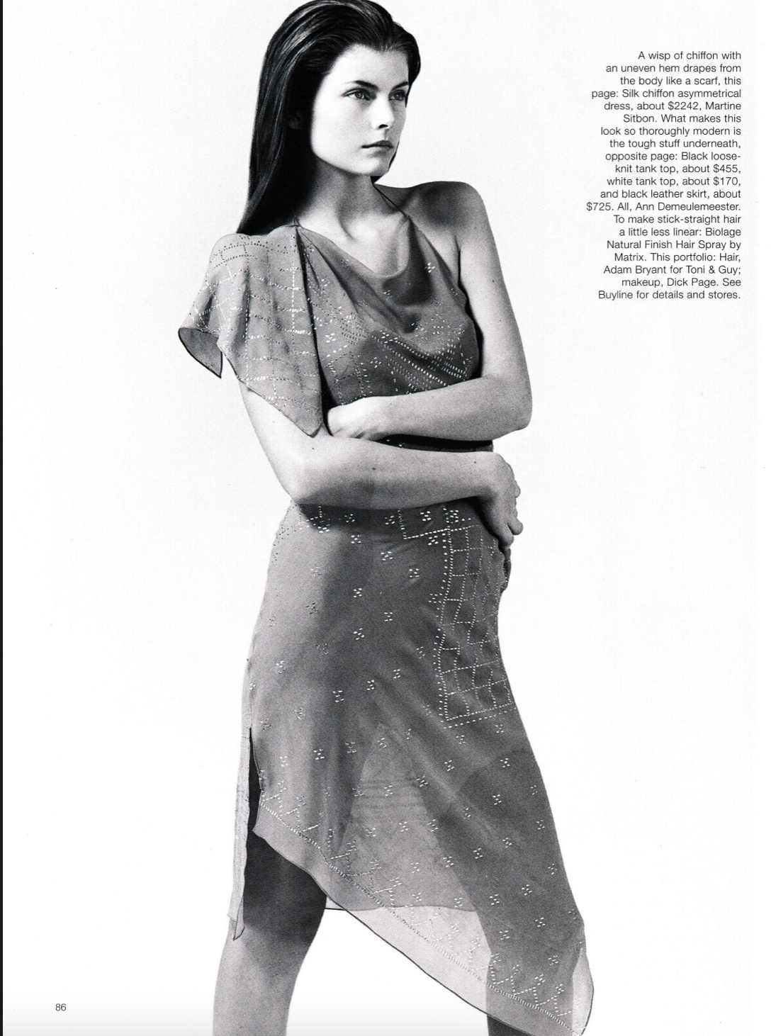 Martine Sitbon 1997 Chiffon Embellished Dress