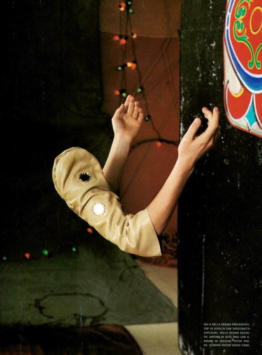 Prada Leather Mirror Embellished Top