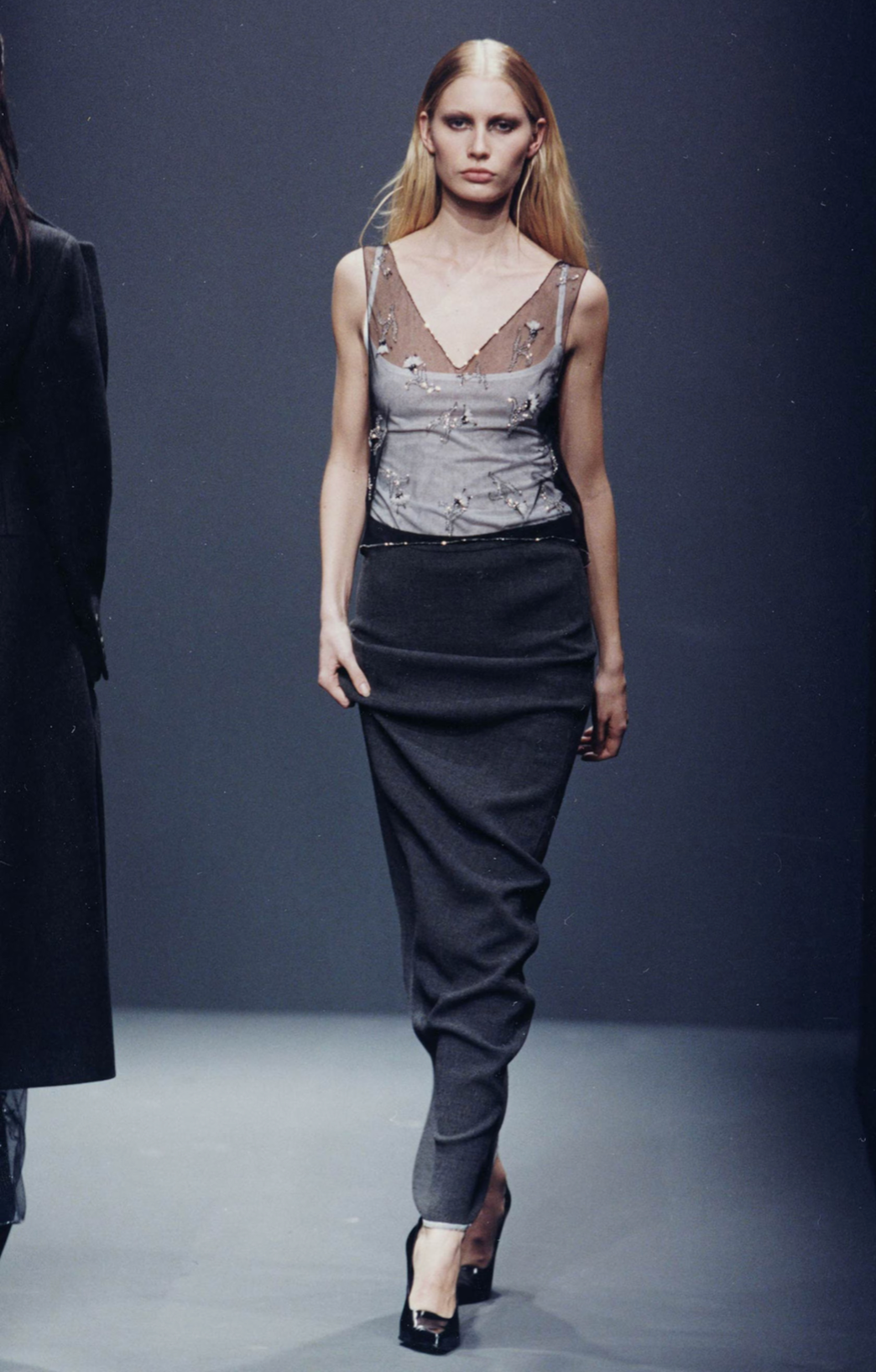 Prada FW 1997 Bead Embellished Tulle Skirt Set