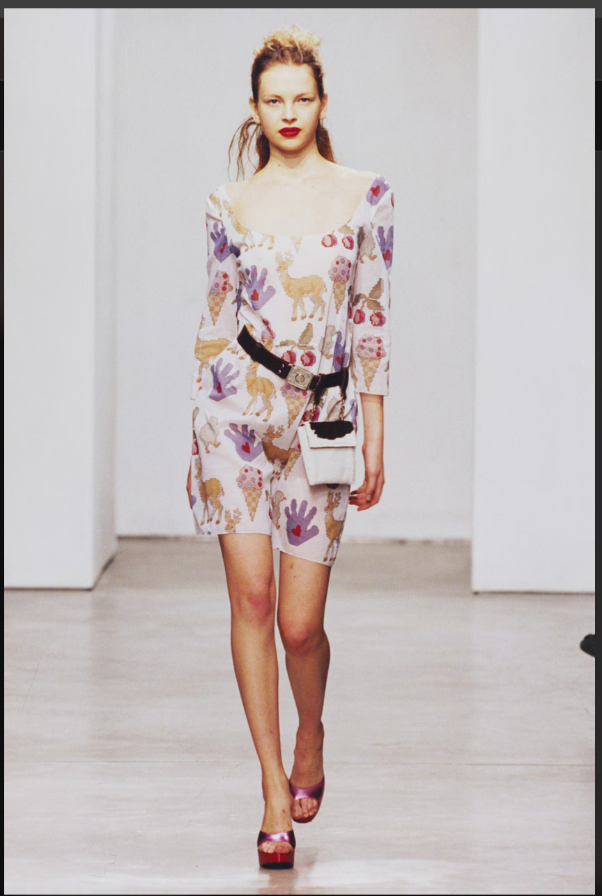 MIU MIU SS 1998 LACE UP Childhood print dress