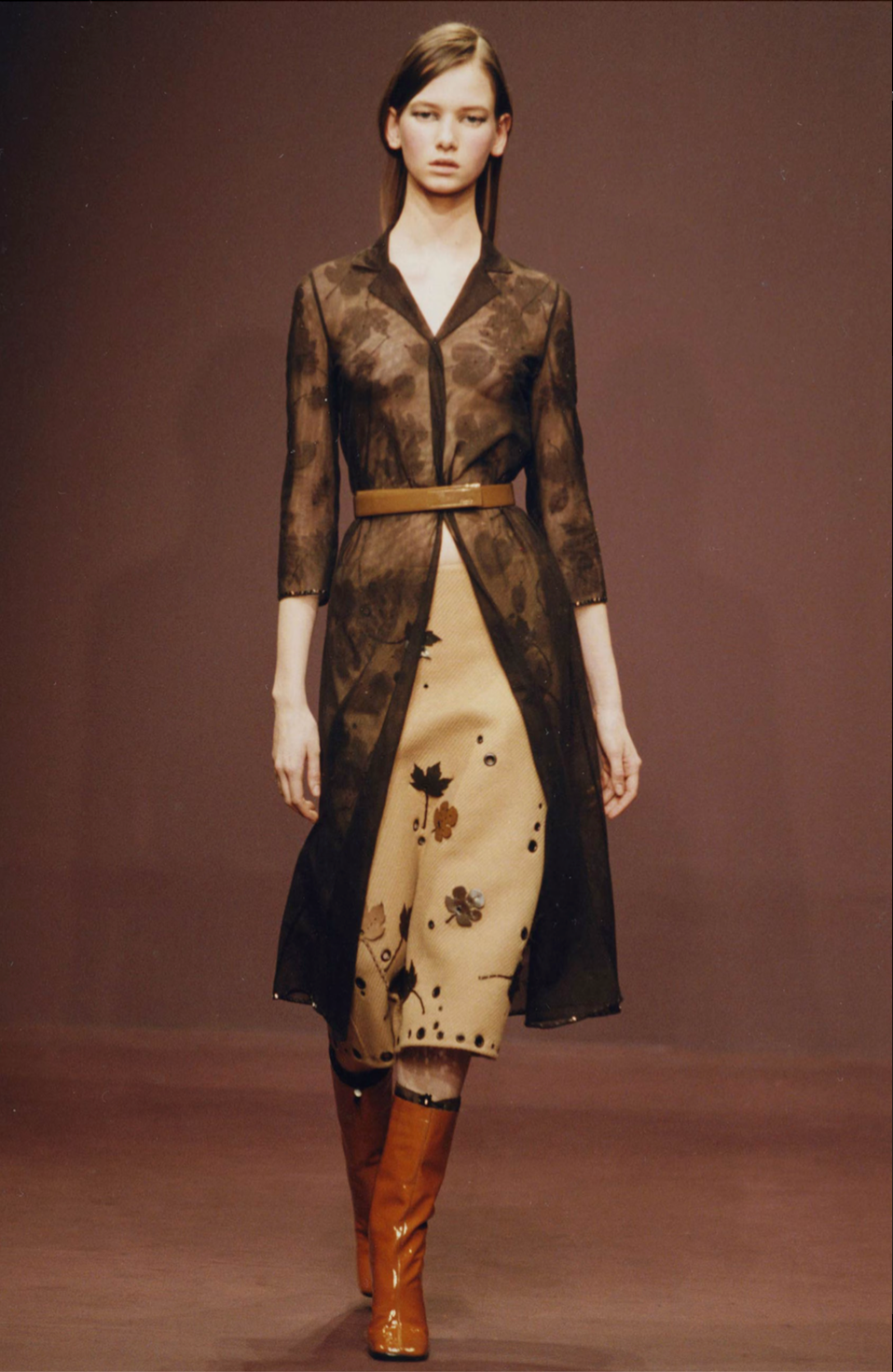 Prada 1999 Sheer Leaf Pint Skirt