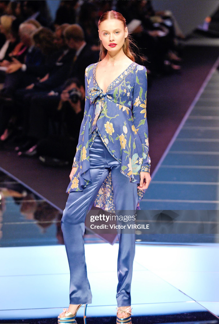 Valentino SS 2006 Floral Layered Silk Tie Blouse