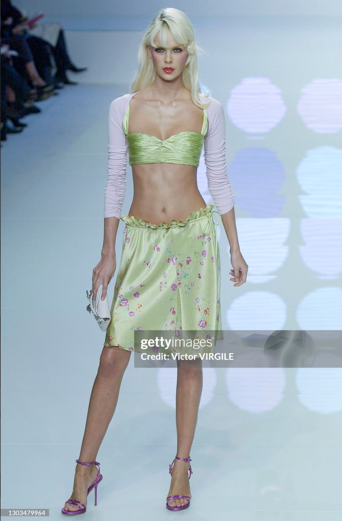 Valentino SS 2004 Floral MIni Flarę Skirt, Green
