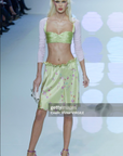 Valentino SS 2004 Floral MIni Flarę Skirt, Green