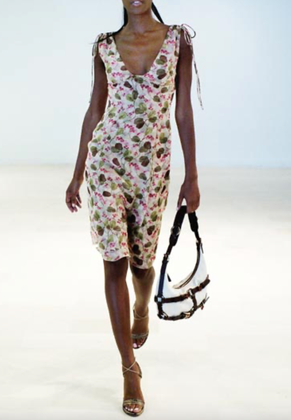 Valentino 2005 Sheer Silk Floral Dress