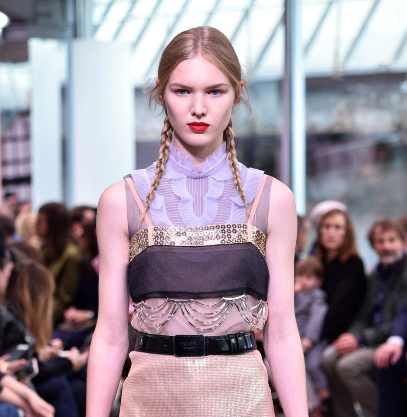 Prada 2018 Metal Embellished Organza Dress