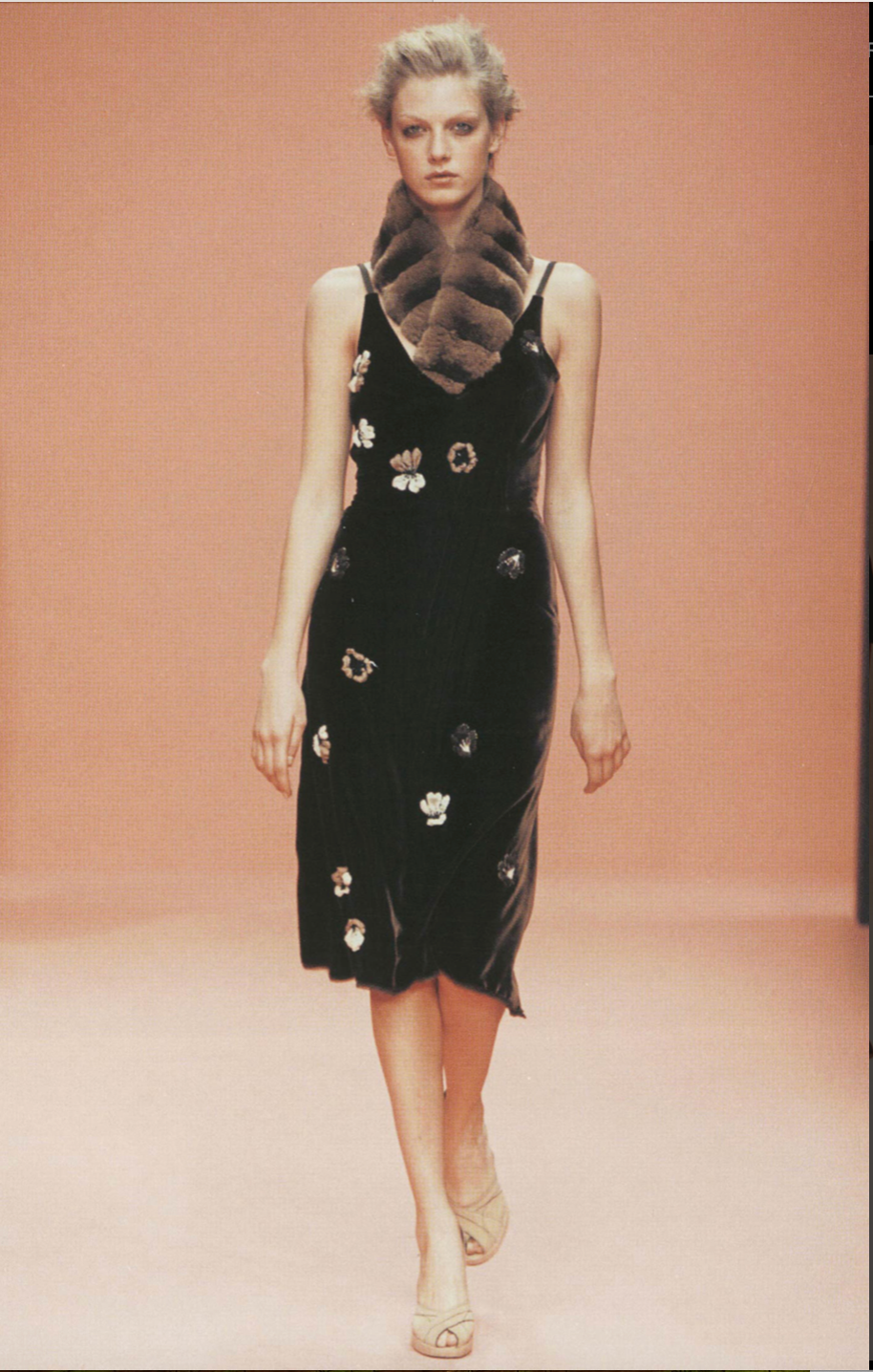 Prada FW 2000 Chiffon Silk Flower Dress
