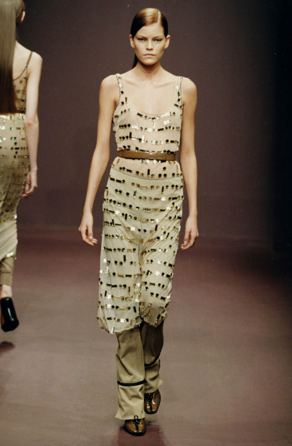 PRADA FW 1999 GEM EMBELLISHED TULLE RUNWAY DRESS