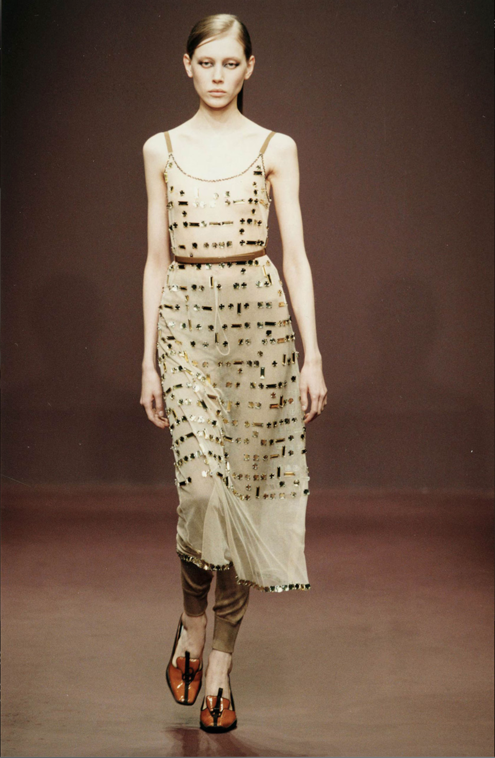 PRADA FW 1999 GEM EMBELLISHED TULLE RUNWAY DRESS