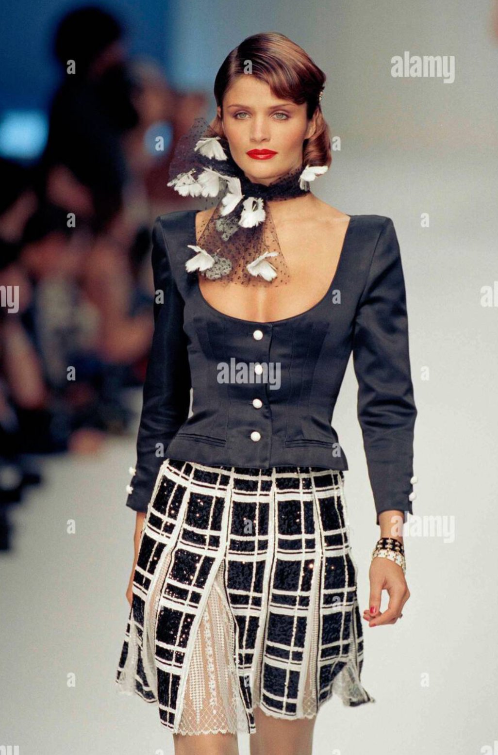 Valentino Boutique SS 1995 Sequin Embellished and Lace Skirt