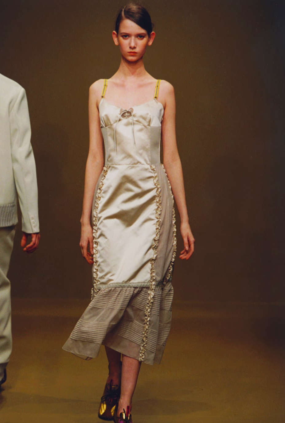 MIU MIU FW 1999 Silk Dress w Neoprene Tech Accents