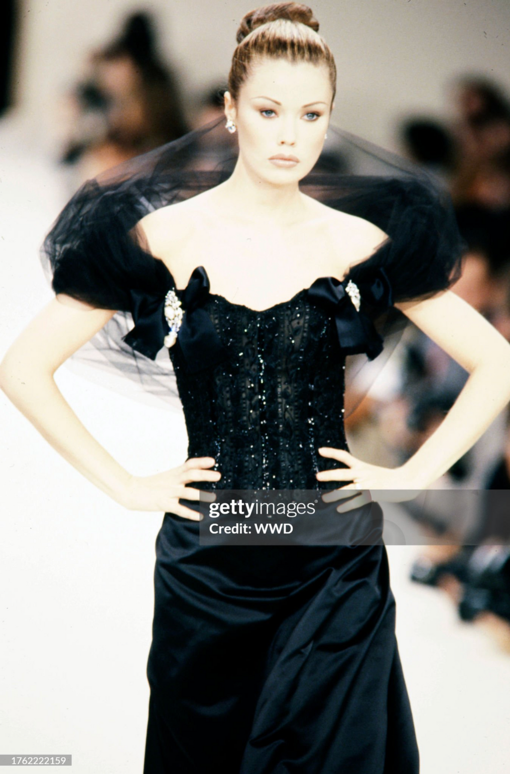 Oscar de la Renta 1995 Embellished Tulle Bustier and Skirt Set