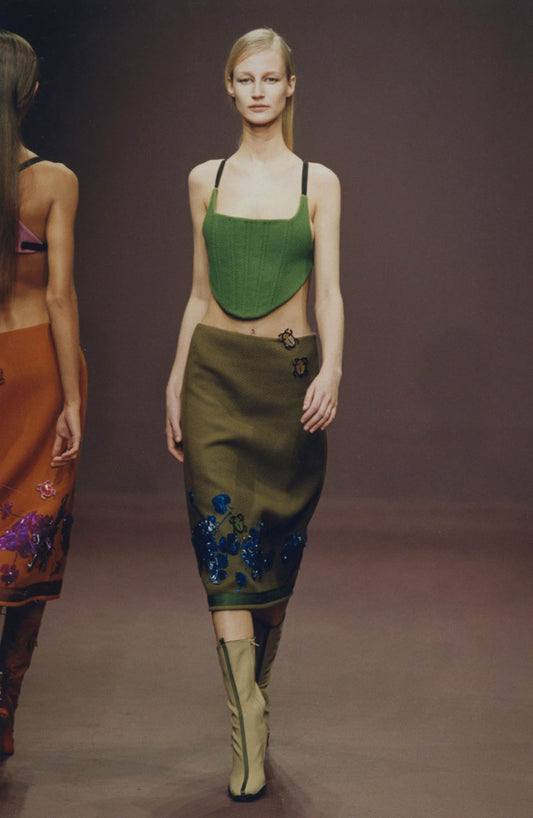 Prada FW 1999 Embellished Wool Skirt