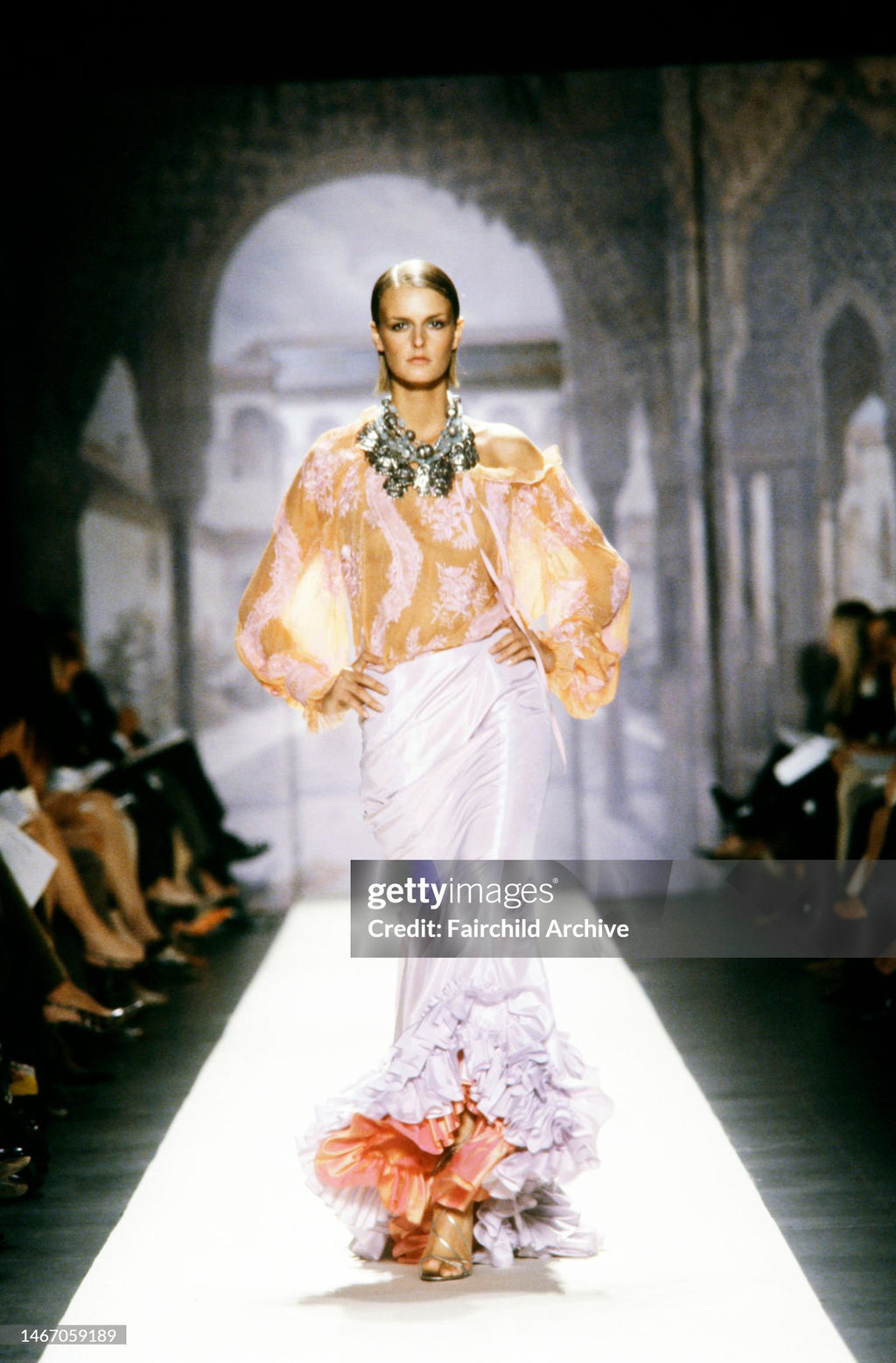 Oscar de la Renta SS 2003 Taffeta Ruffle Skirt