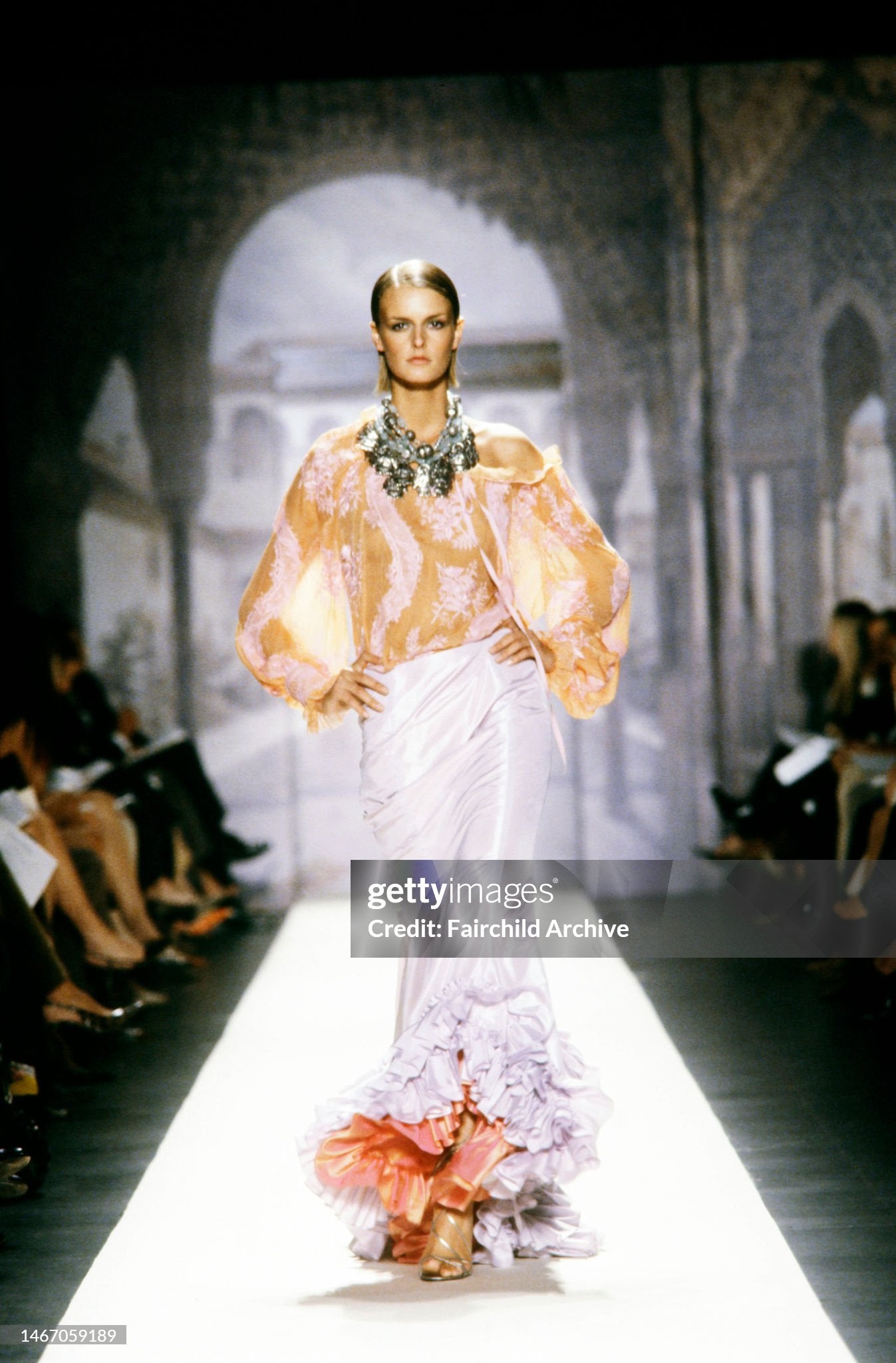 Oscar de la Renta SS 2003 Taffeta Ruffle Skirt