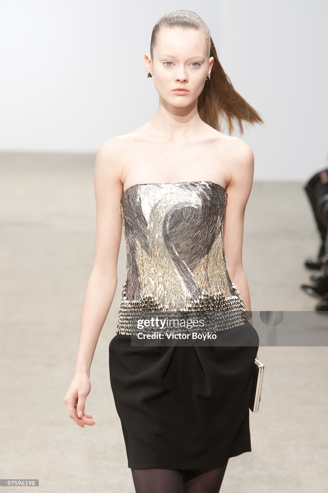 Thierry Mugler FW 2010 Metal Shoulder Silk Dress